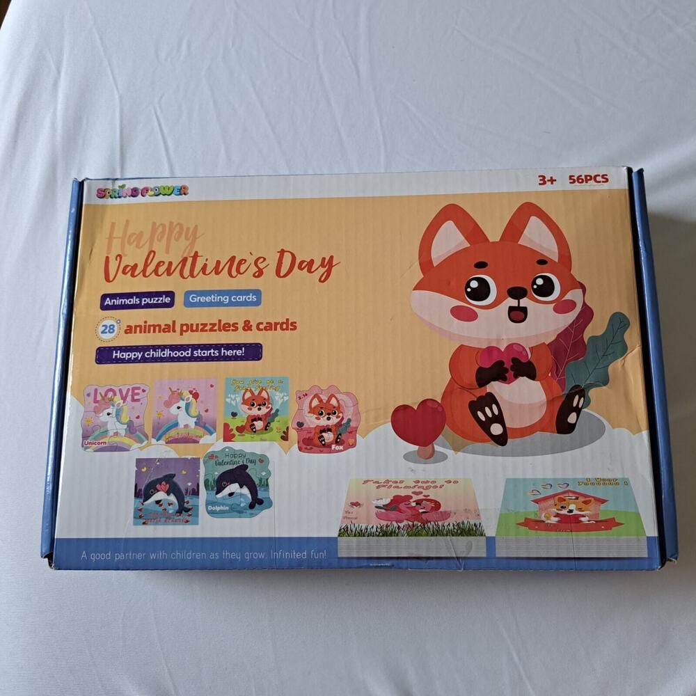 Valentine's Day Greeting Cards‎ With Animal Jigsaw Puzzles Kit For Kids,28 pack